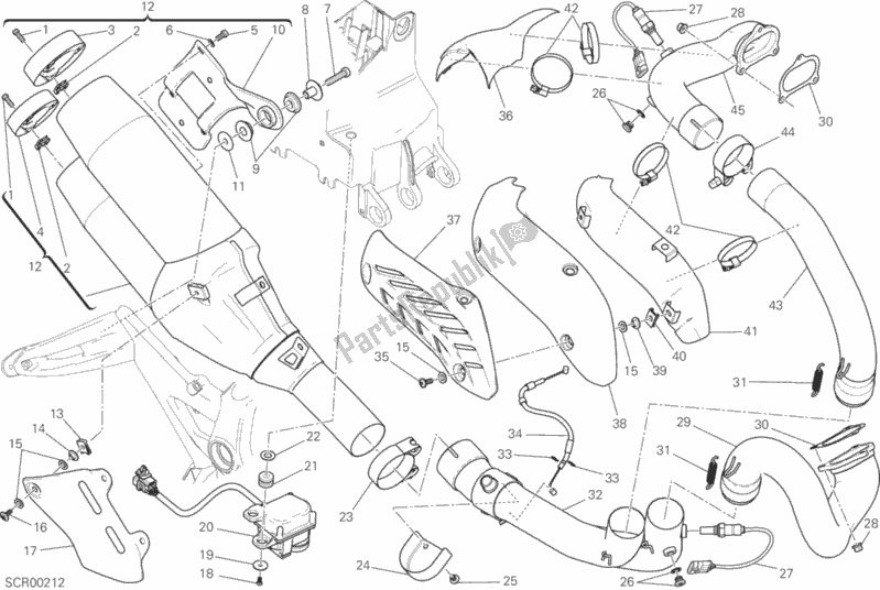 Wszystkie części do System Wydechowy Ducati Monster 1200 S Stripes USA 2015